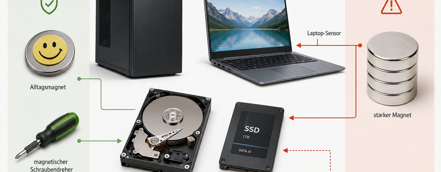 Magnete am PC mit HDD, SSD und Laptop im Vergleich