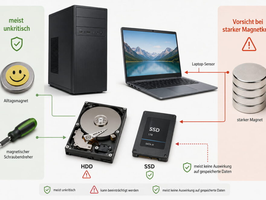 Magnete am PC mit HDD, SSD und Laptop im Vergleich