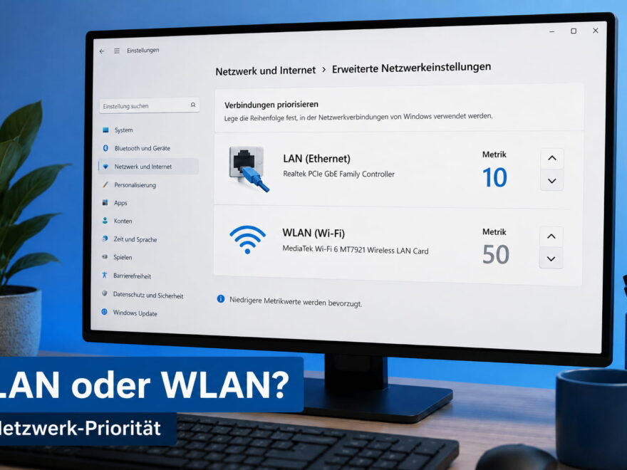 Netzwerk-Priorität zwischen LAN und WLAN in Windows einstellen