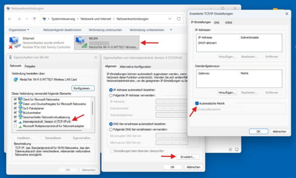 Netzwerk-Priorität in Windows über die Adaptereinstellungen ändern