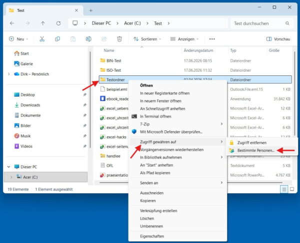 Windows 11: Ordner im Netzwerk freigeben Ordner unter Windows 11 im Netzwerk für bestimmte Personen freigeben
