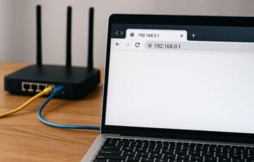Browserfenster mit geöffneter Router-Login-Seite unter 192.168.0.1