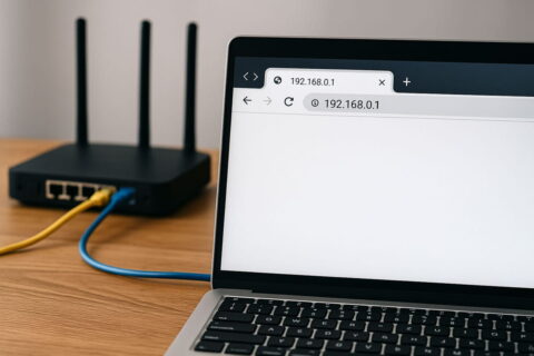 Browserfenster mit geöffneter Router-Login-Seite unter 192.168.0.1