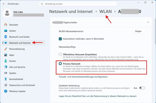 Windows 11: Netzwerkprofil auf Privat einstellen Netzwerkprofil in Windows 11 auf Privates Netzwerk einstellen