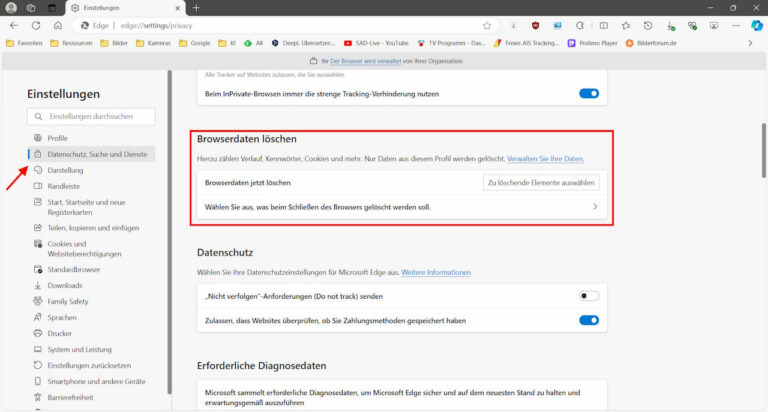 Microsoft Edge Browserverlauf löschen