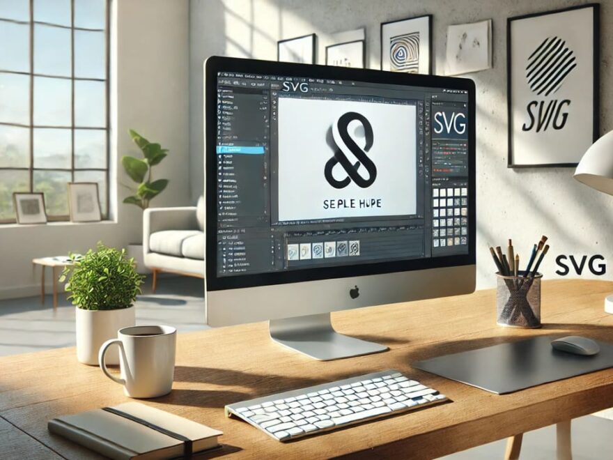 Moderner Arbeitsplatz mit geöffneter SVG-Datei zur Bearbeitung