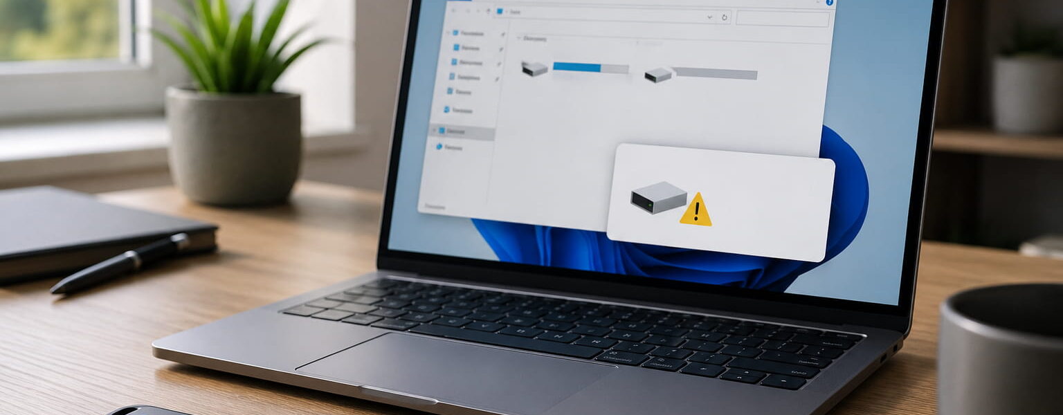 USB-Stick wird nicht erkannt und zeigt eine Warnmeldung auf einem Windows-Laptop