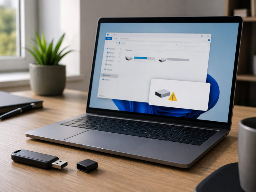 USB-Stick wird nicht erkannt und zeigt eine Warnmeldung auf einem Windows-Laptop