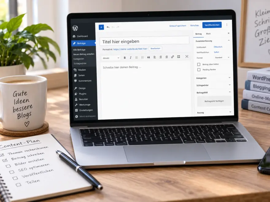 Blog erstellen mit WordPress am Laptop