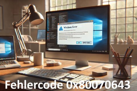 Windows-Fehlermeldung mit Fehlercode 0x80070643 auf einem Computerbildschirm