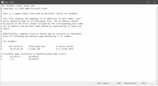 Hosts-Datei bei Windows 10 Hosts-Datei bei Windows 10