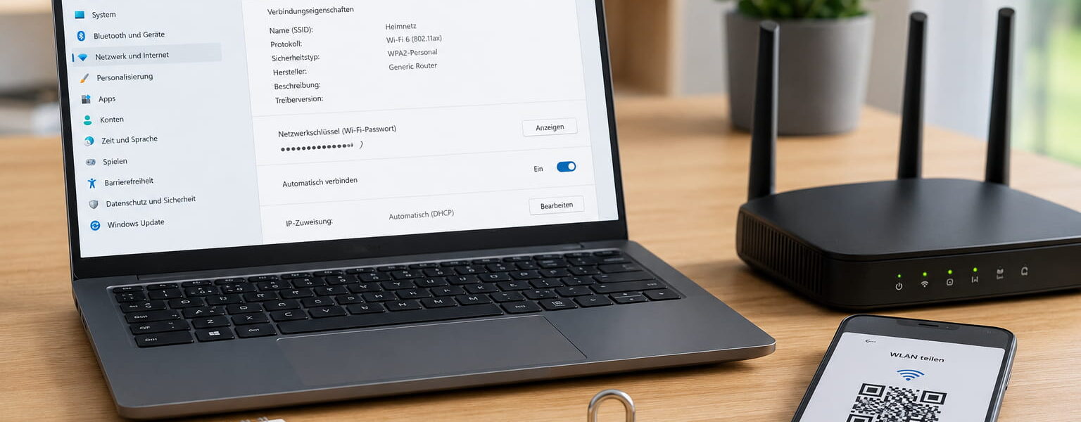 Netzwerksicherheitsschlüssel in Windows 11 anzeigen und per Smartphone mit anderen Geräten teilen