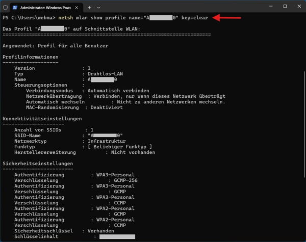 Netzwerksicherheitsschlüssel im Windows Terminal anzeigen Netzwerksicherheitsschlüssel mit netsh im Windows Terminal anzeigen