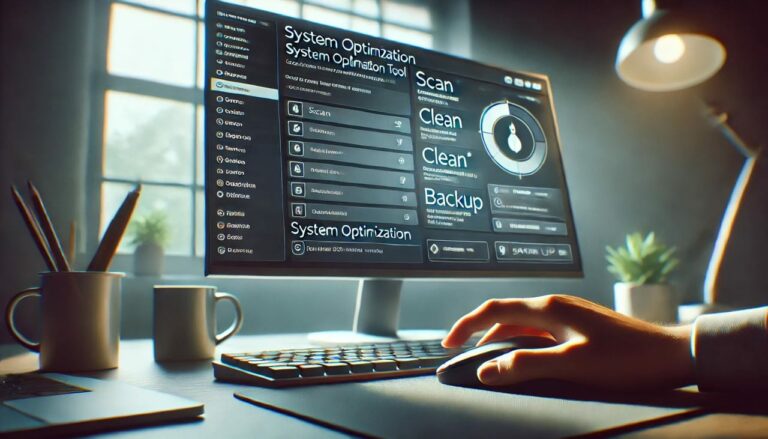 Dashboard eines Registry Cleaners auf Windows-PC, bereit zur Systemoptimierung.