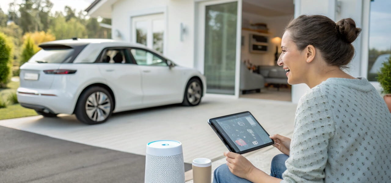 KI im Alltag: Smarte Geräte, autonome Fahrzeuge und moderne Technologie in einem realistischen Alltagsszenario