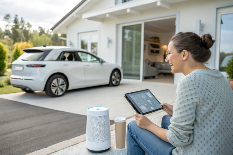 KI im Alltag: Smarte Geräte, autonome Fahrzeuge und moderne Technologie in einem realistischen Alltagsszenario