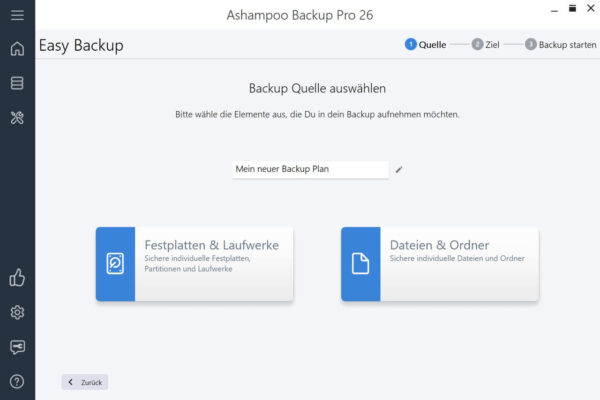 Backup Quelle auswählen