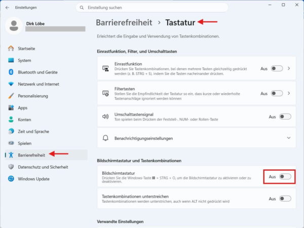 Windows 11 Bildschirmtastatur aktivieren Bildschirmtastatur in Windows 11 aktivieren