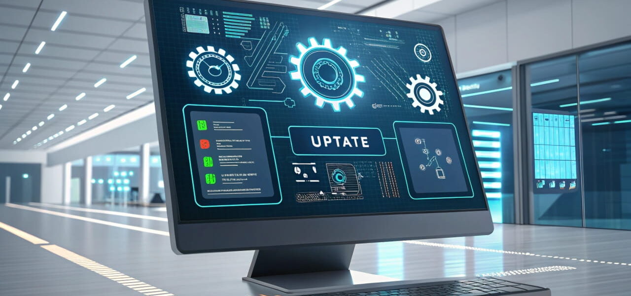Illustration eines BIOS-Interfaces mit Update-Benachrichtigung, das die technische Bedeutung eines BIOS-Updates darstellt.