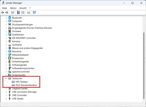 Tastaturen im Windows Geräte-Manager Tastaturen im Geräte-Manager von Windows prüfen