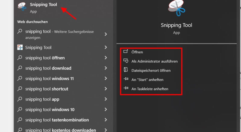 snipping tool oeffnen Snipping Tool öffnen: Übersicht der Suchergebnisse und Optionen