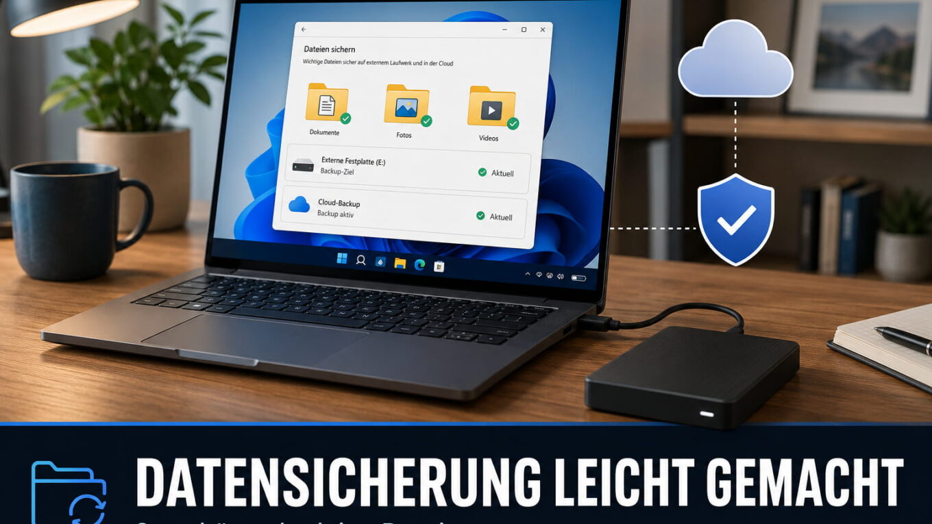 Datensicherung unter Windows mit Cloud, externer Festplatte und Systemabbild
