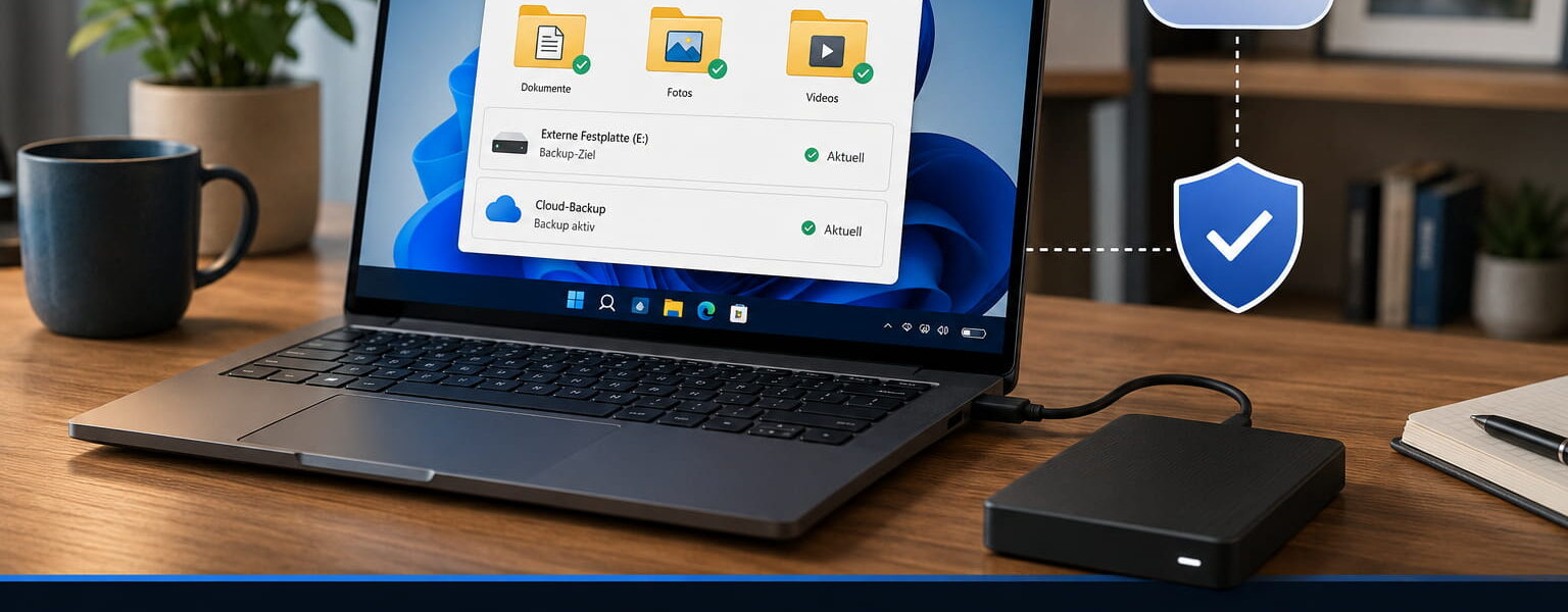 Datensicherung unter Windows mit Cloud, externer Festplatte und Systemabbild