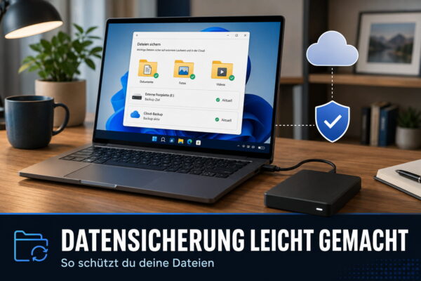 Datensicherung unter Windows mit Cloud, externer Festplatte und Systemabbild