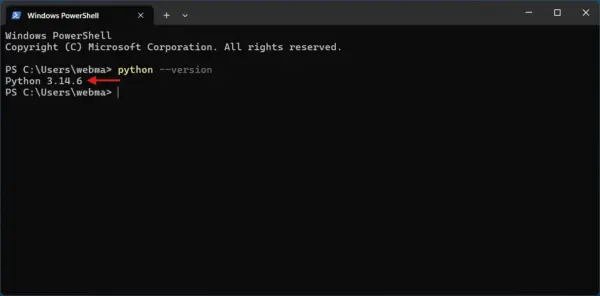 Python-Version prüfen Installierte Python-Version im Windows-Terminal prüfen
