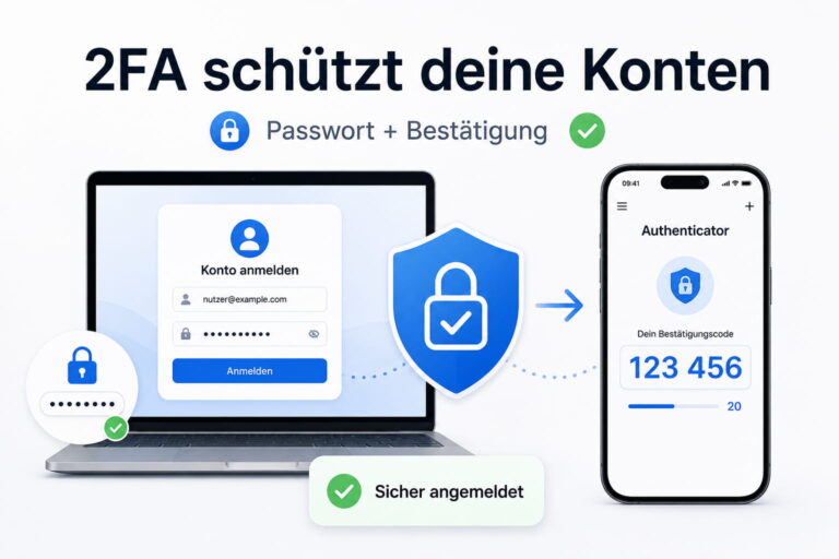 2-Faktor-Authentifizierung schützt Online-Konten durch Passwort und zusätzlichen Bestätigungscode