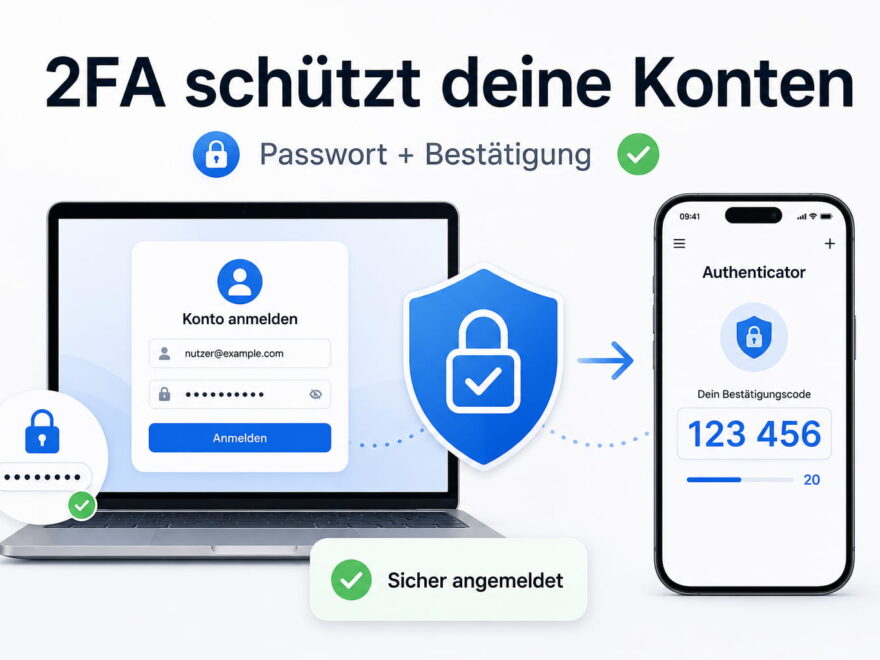 2-Faktor-Authentifizierung schützt Online-Konten durch Passwort und zusätzlichen Bestätigungscode