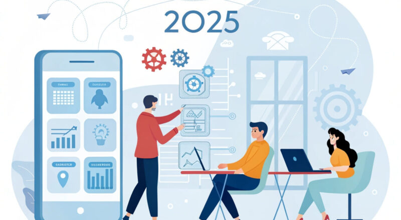 Entwicklung mobiler Apps im Jahr 2025 mit modernem Entwicklerteam und innovativer Technologie