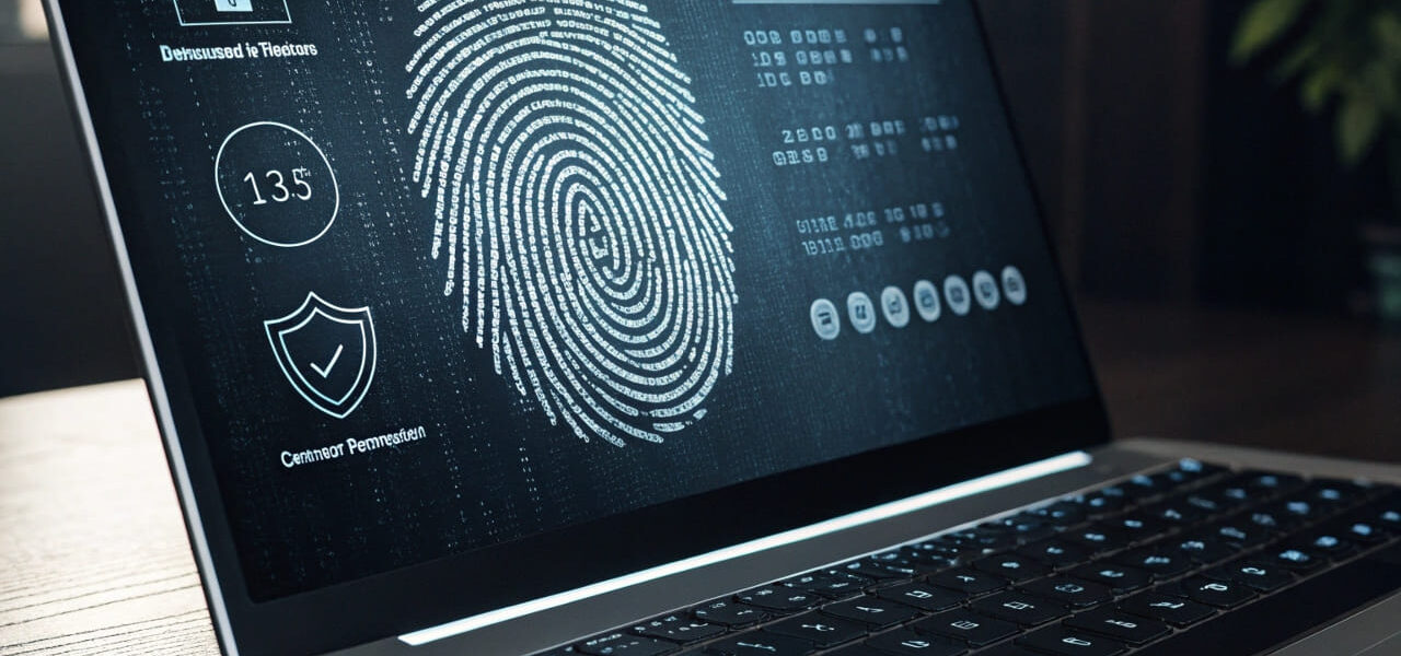 Digitale Fingerabdruck-Darstellung als Symbol für Browser-Fingerprinting und Online-Tracking.