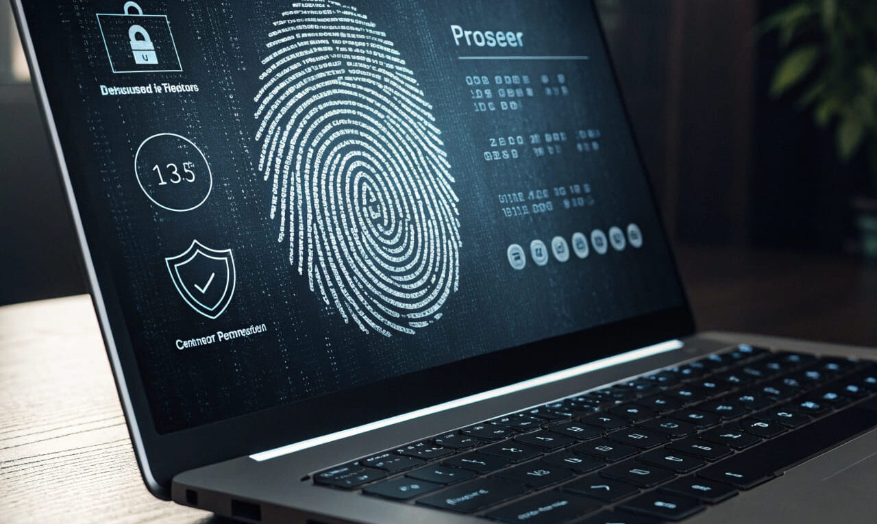 Digitale Fingerabdruck-Darstellung als Symbol für Browser-Fingerprinting und Online-Tracking.