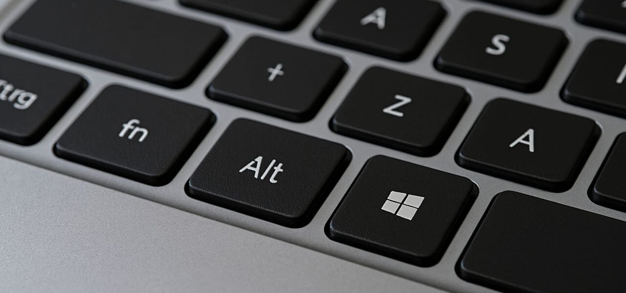 FN-Taste auf einer Laptop-Tastatur unten links in Nahaufnahme