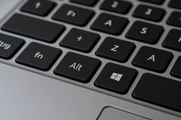 FN-Taste auf einer Laptop-Tastatur unten links in Nahaufnahme