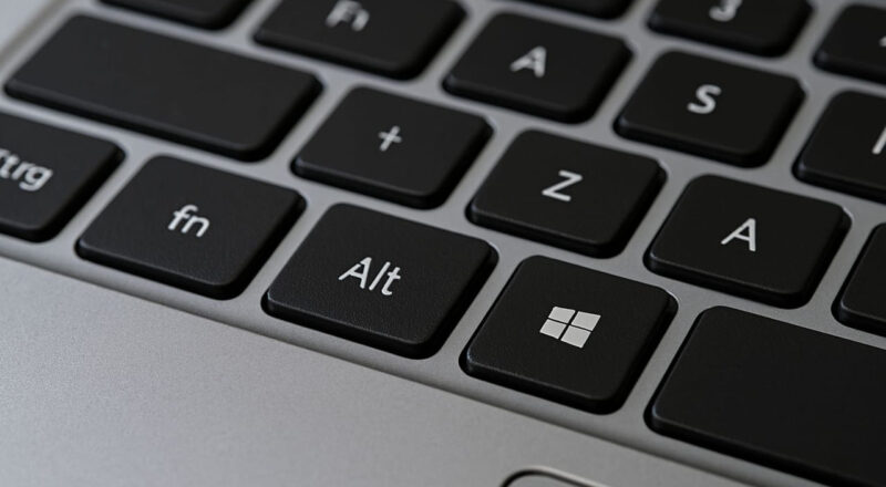 FN-Taste auf einer Laptop-Tastatur unten links in Nahaufnahme