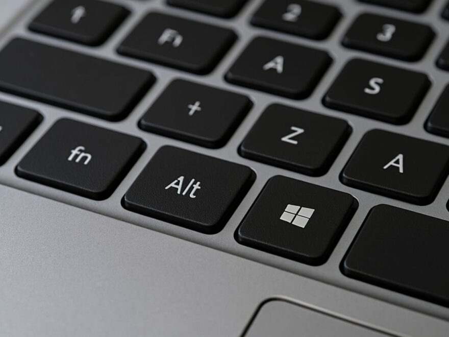 FN-Taste auf einer Laptop-Tastatur unten links in Nahaufnahme