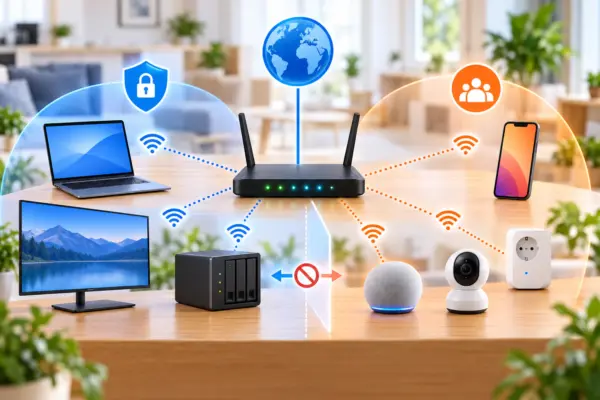 Heimnetz und Gastnetz voneinander trennen Getrenntes Heimnetz und Gastnetz für Besucher und Smart-Home-Geräte