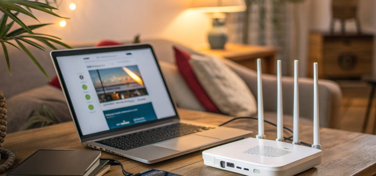 Darstellung eines Heimnetzwerks mit Geräten und privaten IP-Adressen
