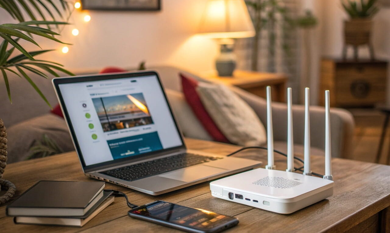 Darstellung eines Heimnetzwerks mit Geräten und privaten IP-Adressen