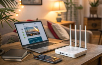 Darstellung eines Heimnetzwerks mit Geräten und privaten IP-Adressen