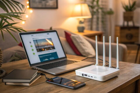 Darstellung eines Heimnetzwerks mit Geräten und privaten IP-Adressen
