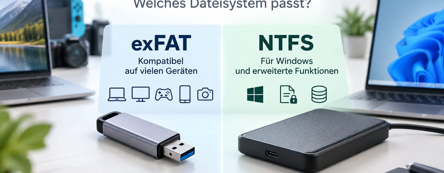 exFAT oder NTFS für USB-Stick und externe SSD