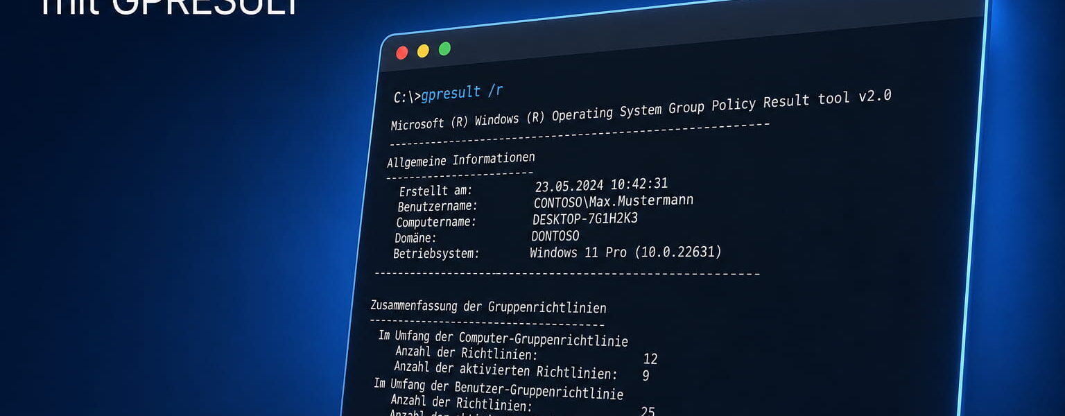 Gruppenrichtlinien anzeigen unter Windows mit dem Befehl GPRESULT