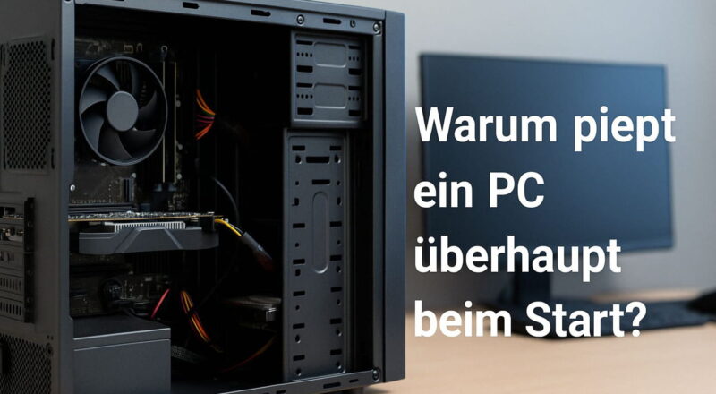pc start piepton Offenes PC-Gehäuse mit sichtbaren Komponenten, Symbolbild für Startpieptöne