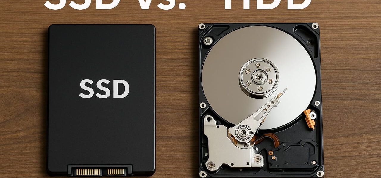 Vergleich zwischen SSD und HDD: moderner Flash-Speicher neben klassischer Magnetfestplatte