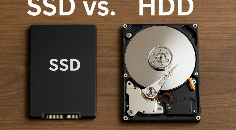 Vergleich zwischen SSD und HDD: moderner Flash-Speicher neben klassischer Magnetfestplatte