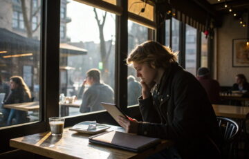 Tablet oder Notebook unterwegs im Vergleich auf einem Cafétisch