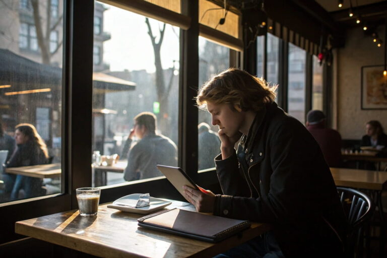 Tablet oder Notebook unterwegs im Vergleich auf einem Cafétisch